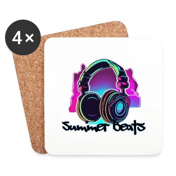 Kopfhörer / Audio / Musik / Totenkopf / cool - Untersetzer (4er-Set) - Weiß - Vorne