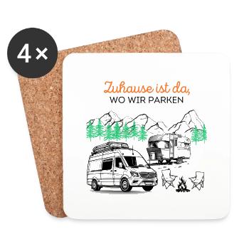 Zuhause ist da, wo Wir Parken - Untersetzer (4er-Set) - Weiß - Vorne