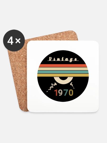 Vintage - 1970 - Untersetzer (4er-Set) - Weiß