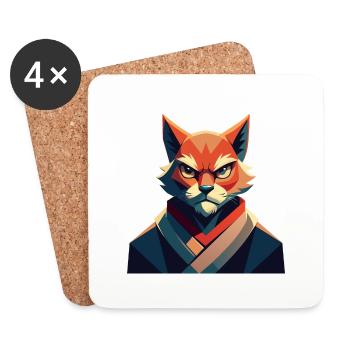 Angry Cat - Untersetzer (4er-Set) - Weiß - Vorne