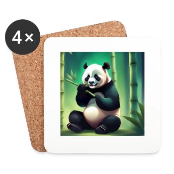 Panda green - Dessous de verre (lot de 4) - blanc - Devant