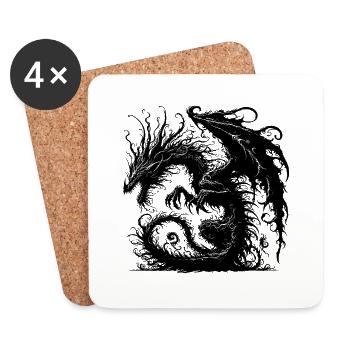 Fantasy Dragon Anime Dragon head Mythical reptile magic - Coasters (set of 4) - white - Front
