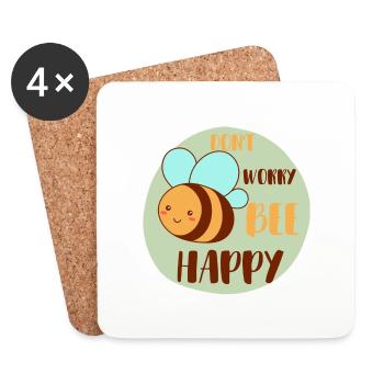 Don`t worry Bee Happy - Untersetzer (4er-Set) - Weiß - Vorne