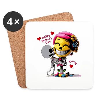 Maman bonheur et amour en fête - Dessous de verre (lot de 4) - blanc - Devant