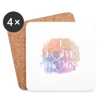 J’adore les chiens - Dessous de verre (lot de 4) - blanc - Devant