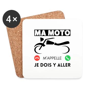 Ma moto m'appelle je dois y aller - Dessous de verre (lot de 4) - blanc - Devant