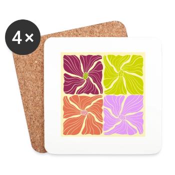 Motif de fleurs - Dessous de verre (lot de 4) - blanc - Devant