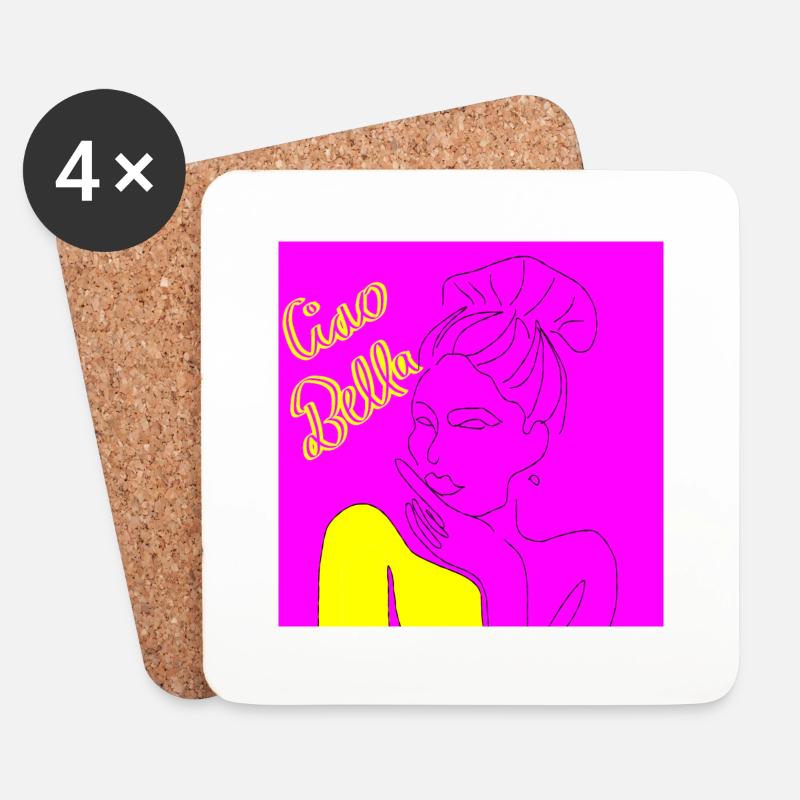 Frau Ciao Bella - Untersetzer (4er-Set) - Weiß