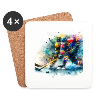 Hockey sur glace - Dessous de verre (lot de 4) - blanc - Devant