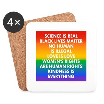 Pride flag colors - progressive slogans - Coasters (set of 4) - white - Front