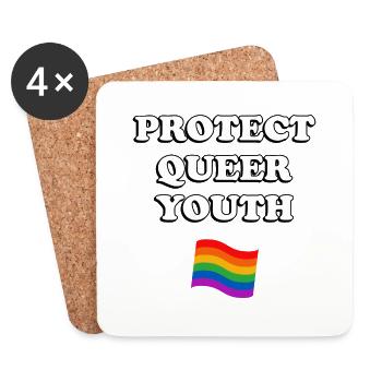 Protéger le drapeau LGBTQ des jeunes queer - Dessous de verre (lot de 4) - blanc - Devant