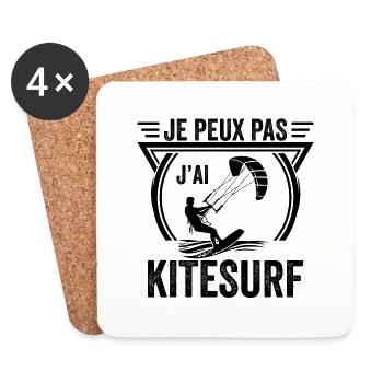Je peux pas j'ai kitesurf idée Cadeau Kite Surf - Dessous de verre (lot de 4) - blanc - Devant