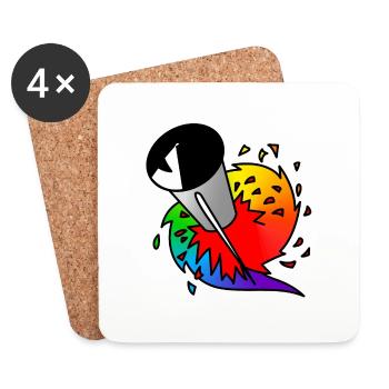 Rainbow Rocket : Sticky Queer Pride - Coasters (set of 4) - white - Front