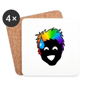 Nervous, Uncertain Laughter : Sticky Queer Pride - Coasters (set of 4) - white - Front