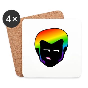 Annoyed Eye Rolling : Sticky Queer Pride - Coasters (set of 4) - white - Front