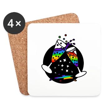 Sekt Gläser Prost zum Wohl : Sticky Queer Pride - Untersetzer (4er-Set) - Weiß - Vorne