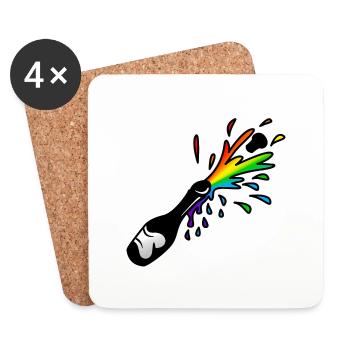 Bottle Bottle : Sticky Queer Pride - Coasters (set of 4) - white - Front