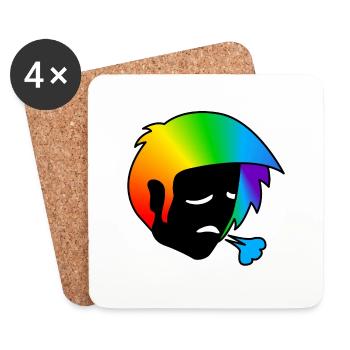 Traurig außer Atem : Sticky Queer Pride - Untersetzer (4er-Set) - Weiß - Vorne