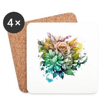 Flowers Hippie soul Groovy Summer time peace love - Coasters (set of 4) - white - Front