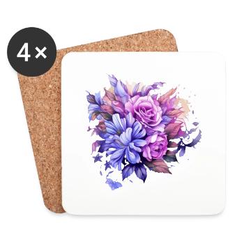 Fleurs Hippie soul Groovy Été paix amour - Dessous de verre (lot de 4) - blanc - Devant