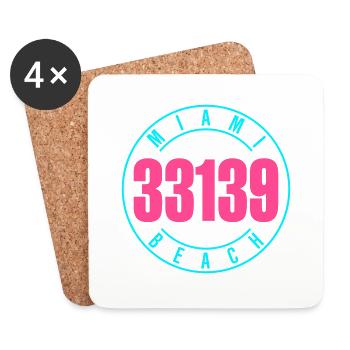 Miami Beach 33139 - Coasters (set of 4) - white - Front