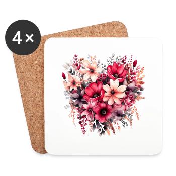 Flowers Hippie soul Groovy Summer time peace love - Coasters (set of 4) - white - Front