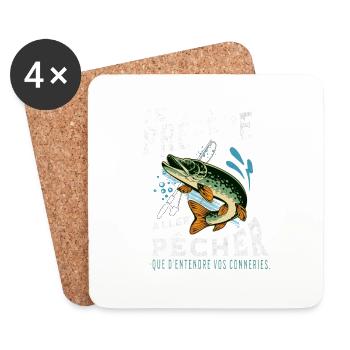 je préfère pêcher que d'entendre vos conneries - Dessous de verre (lot de 4) - blanc - Devant