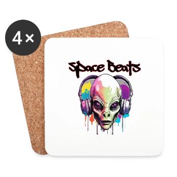Casque / Audio / Musique / Son / Cool - Dessous de verre (lot de 4) - blanc - Devant
