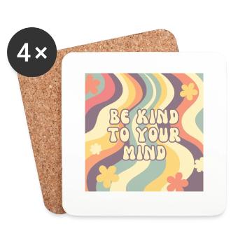 "Be Kind to Your Mind” -Retro Mental Health gifts - Coasters (set of 4) - white - Front