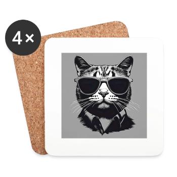 Cool Cat#2 - Untersetzer (4er-Set) - Weiß - Vorne