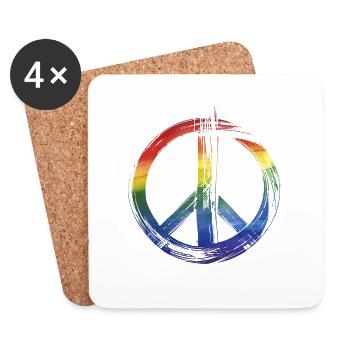 Peace Regenbogen - Untersetzer (4er-Set) - Weiß - Vorne