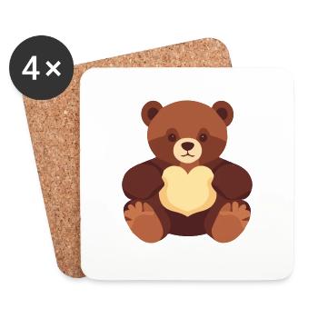 Teddy bear in brown - Coasters (set of 4) - white - Front