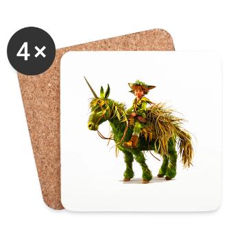 Leprechaun chevauche une licorne - Dessous de verre (lot de 4) - blanc - Devant
