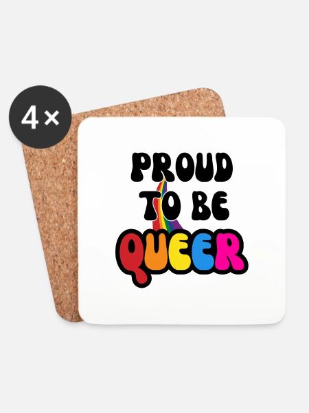 Queer + Regenbogen LGBTQ+ Pride Month - Untersetzer (4er-Set) - Weiß