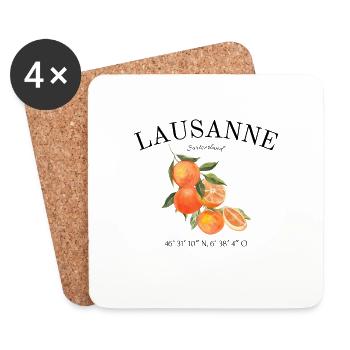Lausanne - Switzerland - Lake Geneva - Canton of Vaud - Coasters (set of 4) - white - Front