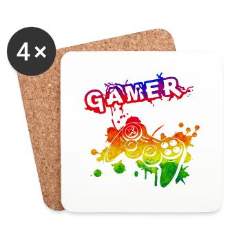 Gamer Game Play Online Computer Gaming Arcade Neon - Untersetzer (4er-Set) - Weiß - Vorne