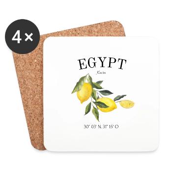 Égypte - Afrique - Le Caire - Souvenir - Cadeau - Dessous de verre (lot de 4) - blanc - Devant