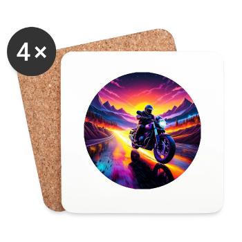 Lever de soleil moto - Dessous de verre (lot de 4) - blanc - Devant