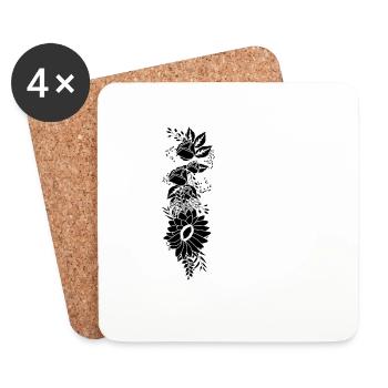 Buchstabe h Blumen schwarz und weiß - Untersetzer (4er-Set) - Weiß - Vorne