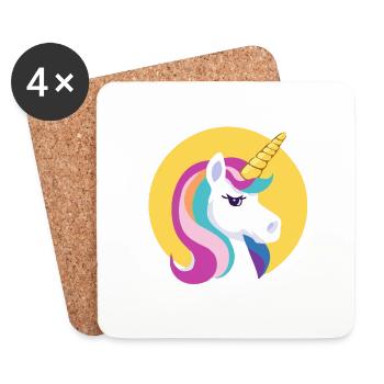 Regenbogen Einhorn Unicorn Rainbow Pferd LGBTQ - Untersetzer (4er-Set) - Weiß - Vorne