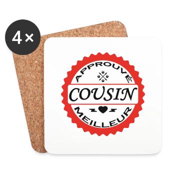 Approuvé meilleur COUSIN - Dessous de verre (lot de 4) - blanc - Devant