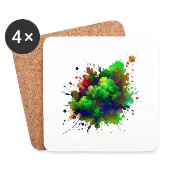 éclaboussure, goutte, liquide, abstrait, fond, vague d’eau - Dessous de verre (lot de 4) - blanc - Devant
