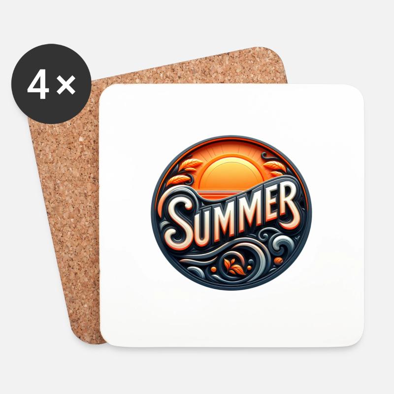 Sommer - Untersetzer (4er-Set) - Weiß
