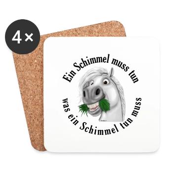 Pummelpony Nimmersatt Schimmel - Untersetzer (4er-Set) - Weiß - Vorne