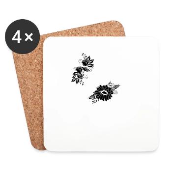 Schwarz-weißer Blumenbuchstabe y - Untersetzer (4er-Set) - Weiß - Vorne