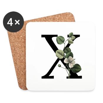 Buchstabe X Grüne Botanik - Untersetzer (4er-Set) - Weiß - Vorne