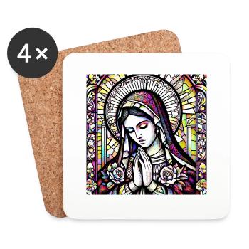 virgin mary jesus bible christian religion madona - Coasters (set of 4) - white - Front