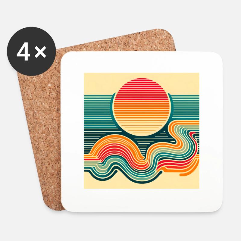 Sunset Retro 2 - Untersetzer (4er-Set) - Weiß