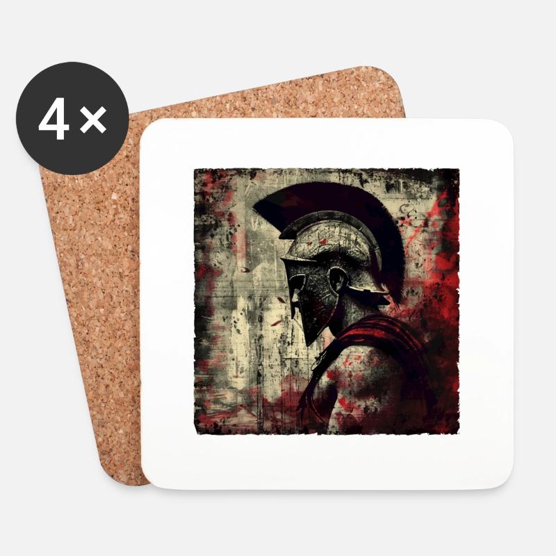 Sparta Kämpfer Leonidas 300 Spartaner Krieger - Untersetzer (4er-Set) - Weiß