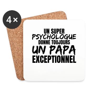 SUPER DAD PSYCHOLOGE - Untersetzer (4er-Set) - Weiß - Vorne